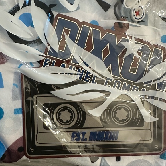 DIXXON Flannel Company New Wave Men’s White, Blue & Brown Button Up Sz 4X NWT - Picture 4 of 6